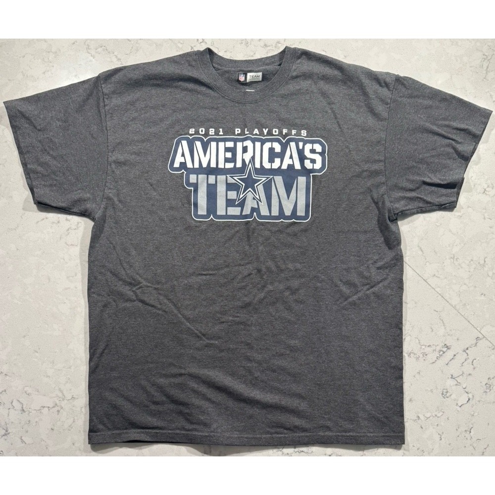 NFL Dallas Cowboys T-Shirt Mens XL Gray America’s Team 2021 Playoffs Graphic Tee
